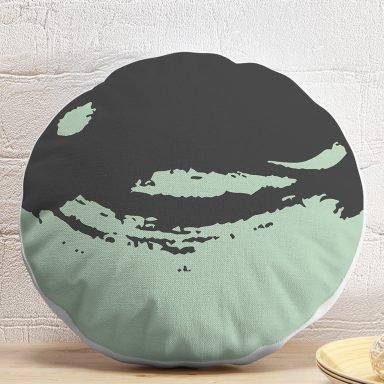 Çift Renkli Modern Motifli Dijital Baskılı Modern Yuvarlak Yastık Kırlent Kılıfı