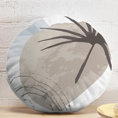 Minimal Çizimli Modern Motifler Dijital Baskılı Modern Yuvarlak Yastık Kırlent Kılıfı