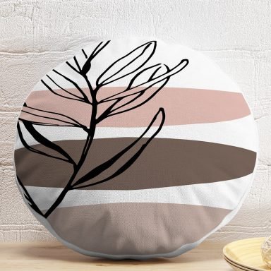 Onedraw Motifli Çiçek Dijital Baskılı Modern Yuvarlak Yastık Kırlent Kılıfı
