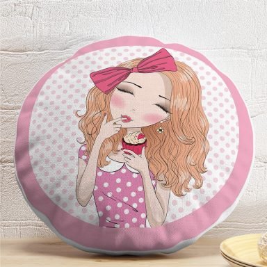 Realhomes Fashion Girl Dijital Baskılı Modern Yuvarlak Yastık Kırlent Kılıfı