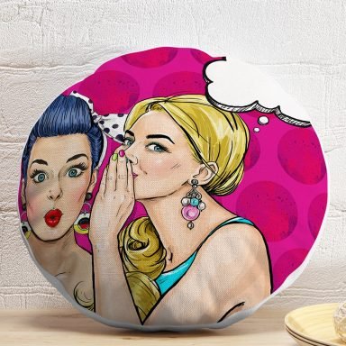 Fashion Girl Dijital Baskılı Modern Yuvarlak Yastık Kırlent Kılıfı