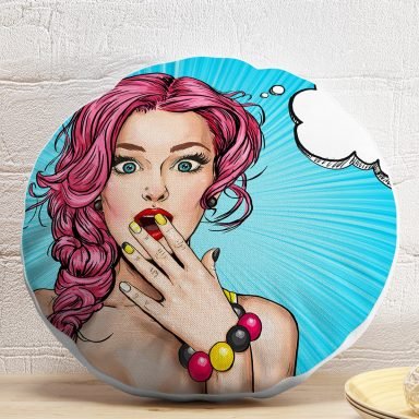 Pop Art Desen Dijital Baskılı Dekoratif Yuvarlak Yastık Kırlent Kılıfı