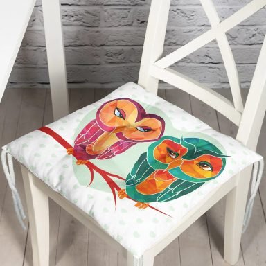 Baykuş Desenli Dijital Baskılı Modern Modern Pofidik Sandalye Minderi