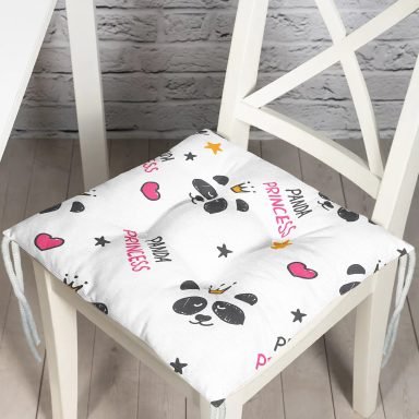 Realhomes Panda Princess Tasarımlı Dijital Baskılı Modern Pofidik Sandalye Minderi