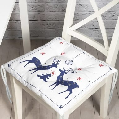 Mery Christmas Geyik Tasarımlı Dijital Baskılı Modern Pofidik Sandalye Minderi