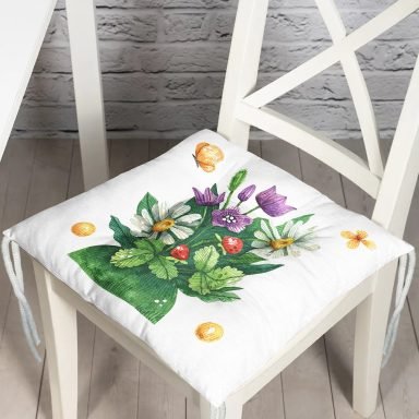 Pastel Renkli Çiçek Tasarımlı Dijital Baskılı Modern Pofidik Sandalye Minderi