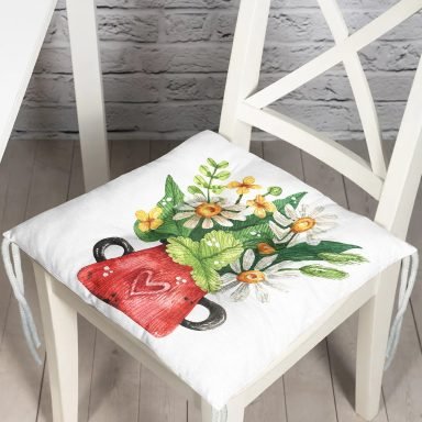 Pastel Renkli Çiçek Tasarımlı Dijital Baskılı Modern Pofidik Sandalye Minderi