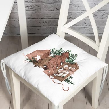 Ahşap Çam Ağacı Tasarımlı Dijital Baskılı Modern Pofidik Sandalye Minderi