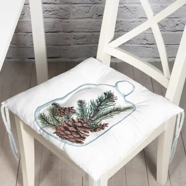 Özel Tasarım Christmas Temalı Dijital Baskılı Modern Pofidik Sandalye Minderi