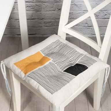 Soyut İlkel Desen Tasarımlı Dijital Baskılı Modern Pofidik Sandalye Minderi