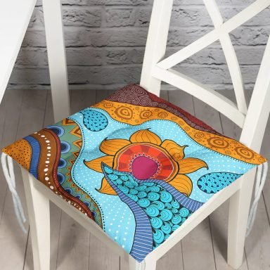 Etnik Desen Tasarımlı Dijital Baskılı Modern Pofidik Sandalye Minderi