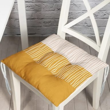 Çizgili Retro Tasarımlı Dijital Baskılı Modern Pofidik Sandalye Minderi
