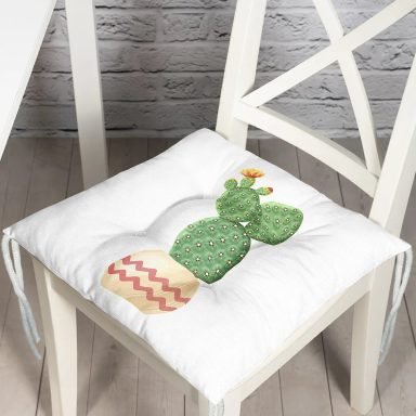 Kaktüs Özel Tasarımlı Dijital Baskılı Modern Pofidik Sandalye Minderi