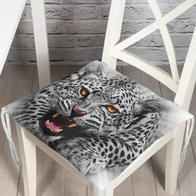 Leopar Desenli Dijital Baskılı Modern Pofidik Sandalye Minderi
