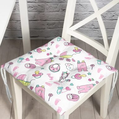 Realhomes Baby Motifli Özel Tasarım Dijital Baskılı Modern Pofidik Sandalye Minderi