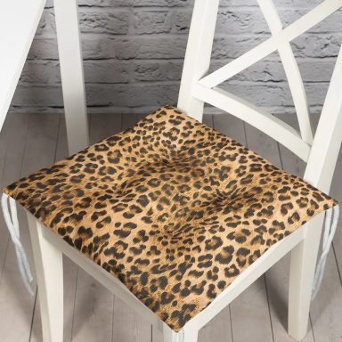 Leopar Desenli Dijital Baskılı Modern Pofidik Sandalye Minderi