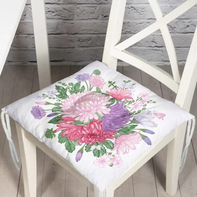 Çiçek Motifli Modern Dijital Baskılı Modern Pofidik Sandalye Minderi