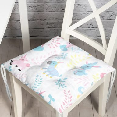 Unicorn Motifli Dijital Baskılı Özel Tasarım Modern Pofidik Sandalye Minderi