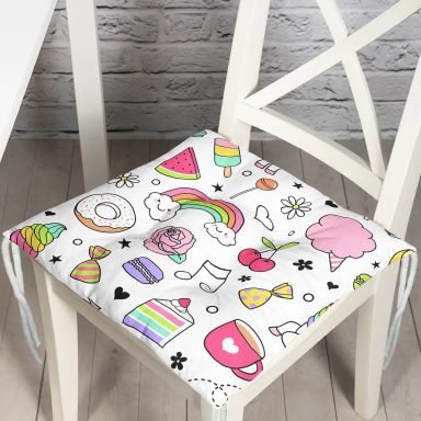 Bebek Temalı Sevimli Motifler Dijital Baskılı Özel Tasarım Modern Pofidik Sandalye Minderi