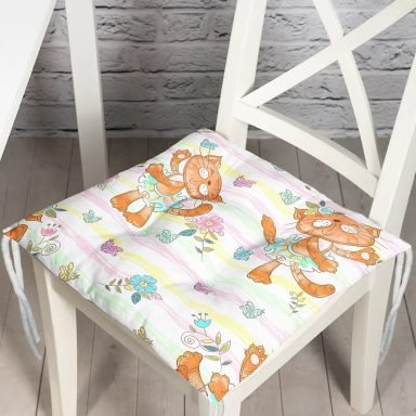Dans Eden Kedi Desenli Dijital Baskılı Özel Tasarım Modern Pofidik Sandalye Minderi