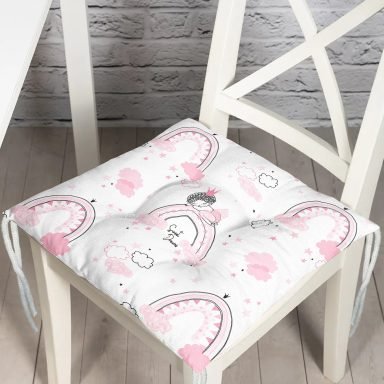Uyku Odası Pembe Gökkuşağı Desenli Dijital Baskılı Özel Tasarım Modern Pofidik Sandalye Minderi