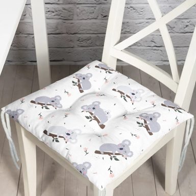 Sevimli Koala Desenli Dijital Baskılı Özel Tasarım Modern Pofidik Sandalye Minderi
