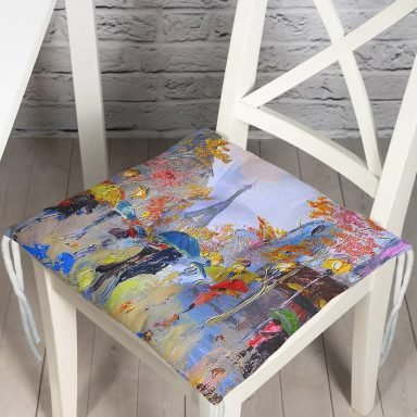 Paris'te Yağmur Yağlı Boya Desenli Dijital Baskılı Modern Modern Pofidik Sandalye Minderi