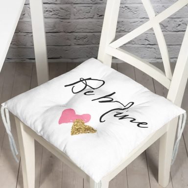 Be Mine Kalp Desenli Dijital Baskılı Pofidik Sandalye Minderi