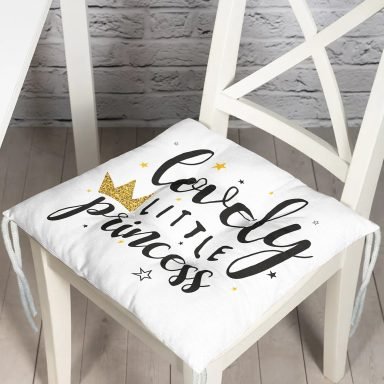 Lovely Lıttle Prıncess Yazılı Dijital Baskılı Modern Pofidik Sandalye Minderi