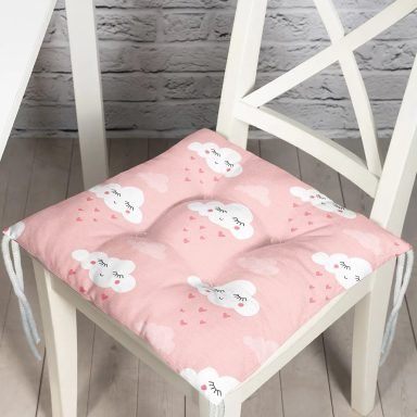 Modern Bulut Desenli Dijital Baskılı Modern Pofidik Sandalye Minderi