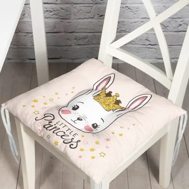 Pembe Zeminli Lıttle Prıncess Desenli Dijital Baskılı Pofidik Sandalye Minderi