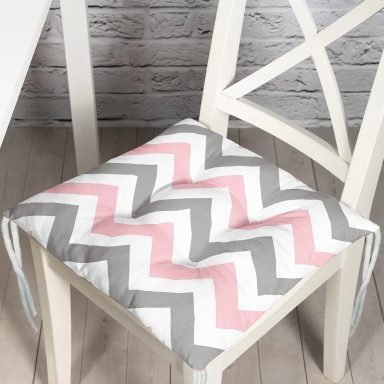 Modern Renkli Zigzag Desenli Dijştal Baskılı Pofidik Sandalye Minderi