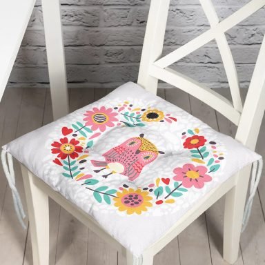 Baykuş Resimli Dijital Baskılı Modern Pofidik Sandalye Minderi