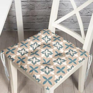 Geometrik Motifli Dijital Baskılı Pofidik Kare Sandalye Minderi