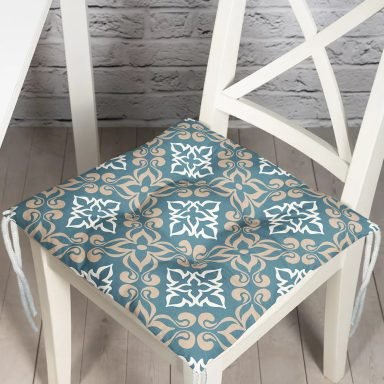 Geometrik Motifli Özel Tasarım Dijital Baskılı Pofidik Sandalye Minderi