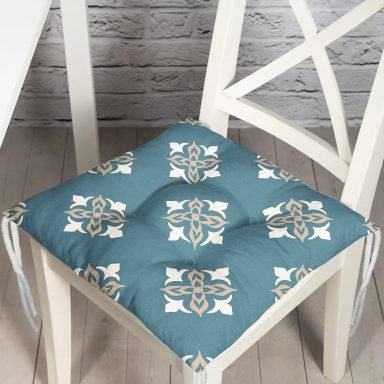 Damask Desen Motifli Pofidik Kare Sandalye Minderi