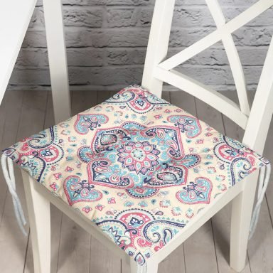 Damask Desen Motifli Pofidik Kare Sandalye Minderi