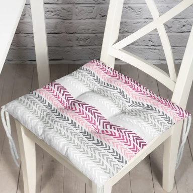 Renkli Zigzag Motifli Dijital Baskılırlent Pofidik Sandalye Minderi