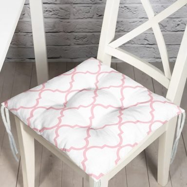 Pembe Renkli Ogea Desenli Dijital Baskılı Modern Pofidik Sandalye Minderi