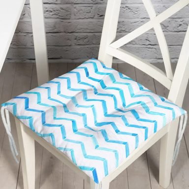 Modern Mavi Zigzag Desenli Dijital Baskılı Pofidik Sandalye Minderi