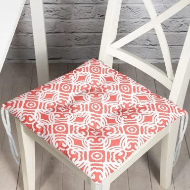 Turuncu Damask Motifli Dijital Baskılı Modern Pofidik Sandalye Minderi