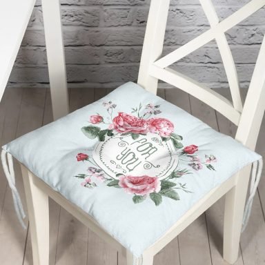 For You Çiçekli Dijital Baskı Pofidik Kare Sandalye Minderi