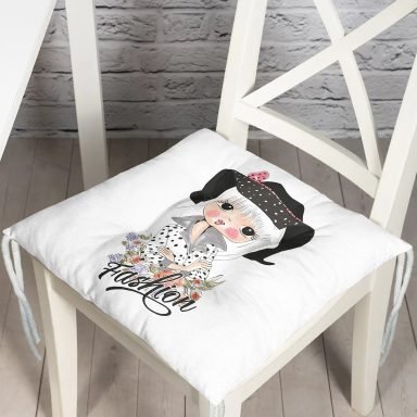 Fashion Girl Dijital Baskılı Pofidik Sandalye Minderi