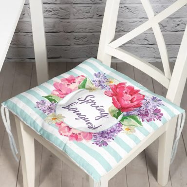 Spring Bouquet Temalı Modern Dijital Baskılı Pofidik Sandalye Minderi