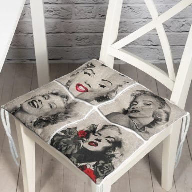 Marilyn Monroe Desenli Dijital Baskılı Modern Pofidik Sandalye Minderi
