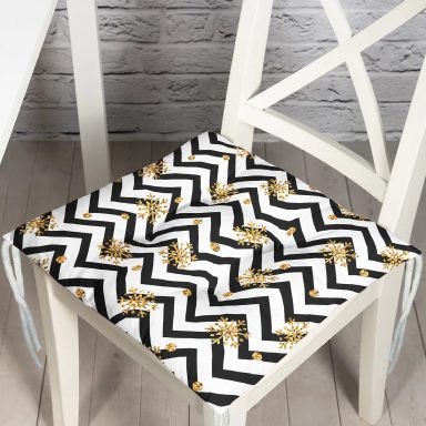 Kar Tanesi Motifli Zigzag Temalı Dijital Baskılı Pofidik Sandalye Minderi