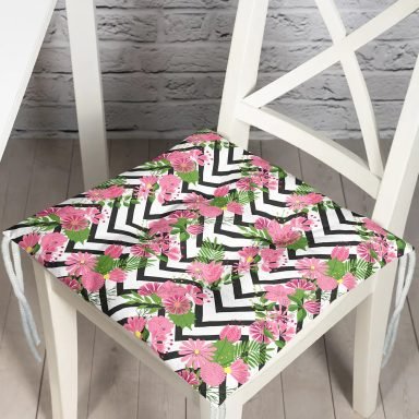 Zigzag Zebra Desenli Ogea Desenli Dekoratif Pofidik Sandalye Minderi