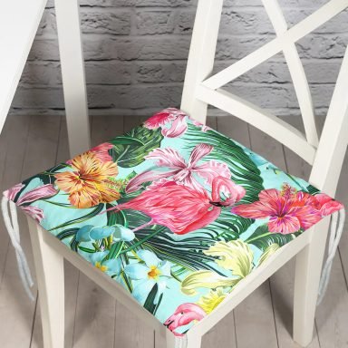 Yalnız Flamingo Motifli Dijital Baskılı Pofidik Sandalye Minderi