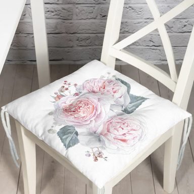 Soluk Çiçek Motifli Modern Baskılı Pofidik Sandalye Minderi