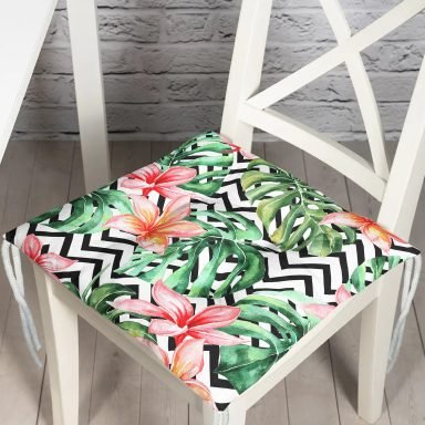 Zigzag Zebra Desenli Dijital Baskılı Pofidik Sandalye Minderi